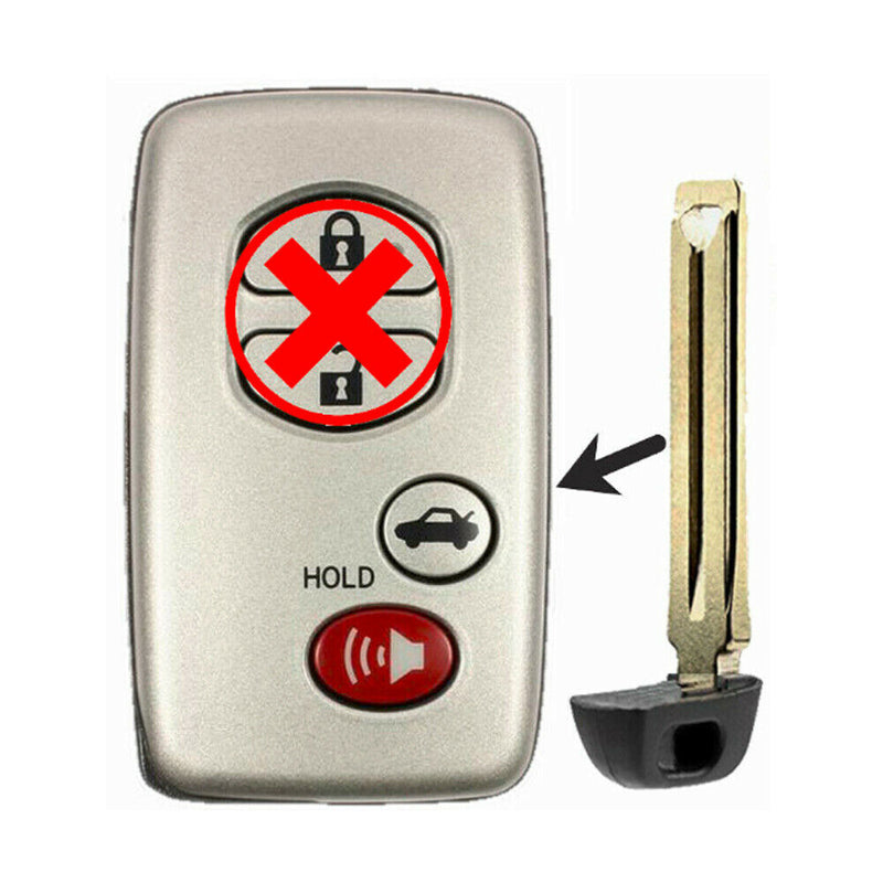 1x New Replacement Keyless Key Fob For TOYOTA PROXIMITY REMOTE Key Blade Only